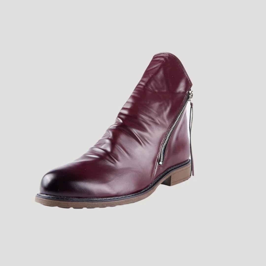 Herr släta boots i konstläder med dragkedja