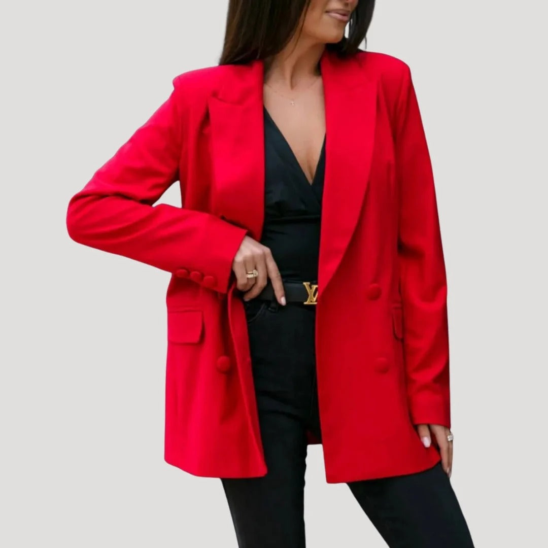 Dam modern oversized kavaj med dubbelknäppning