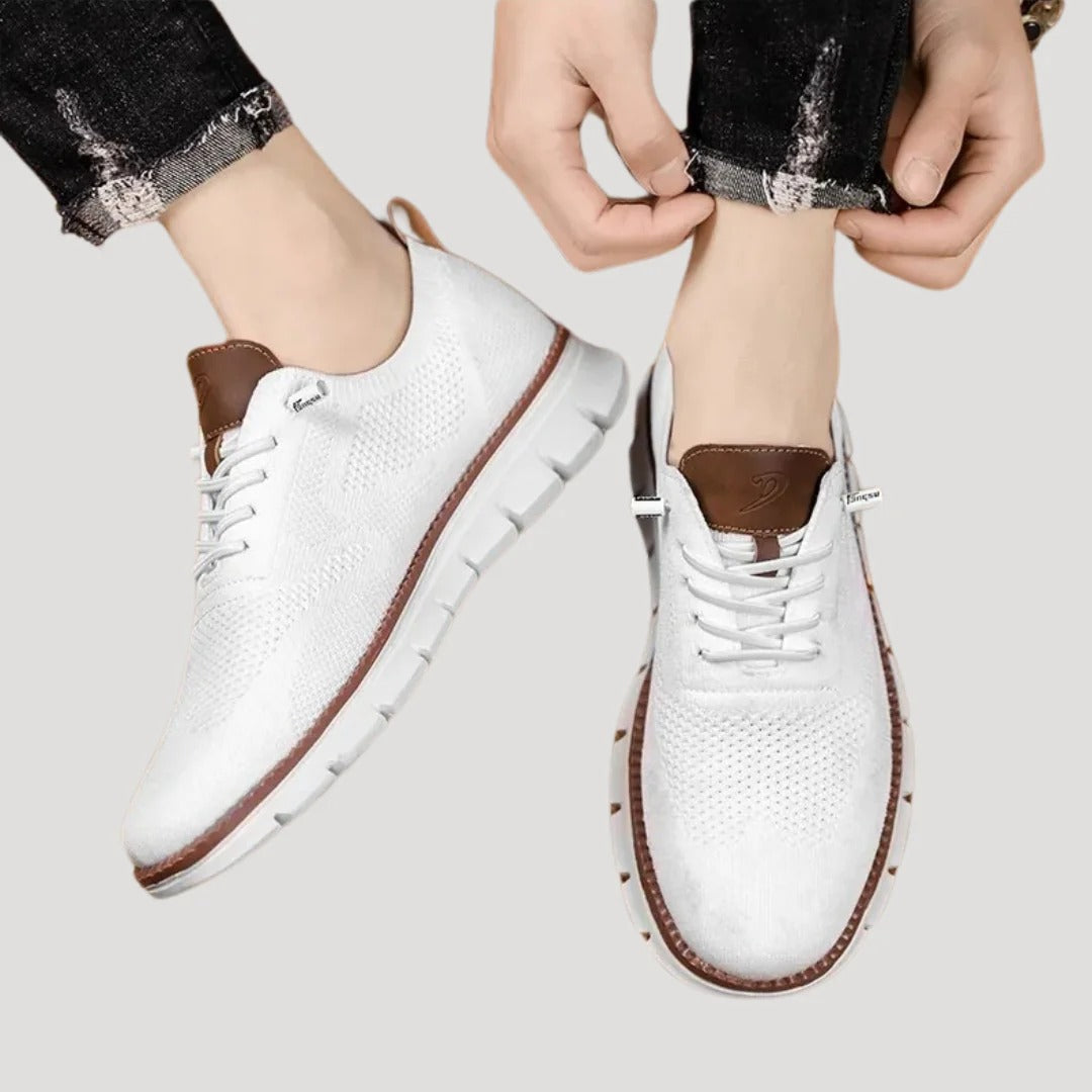 Herr flexibla sneakers med stickad ovandel