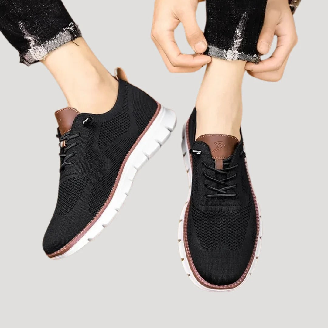 Herr flexibla sneakers med stickad ovandel