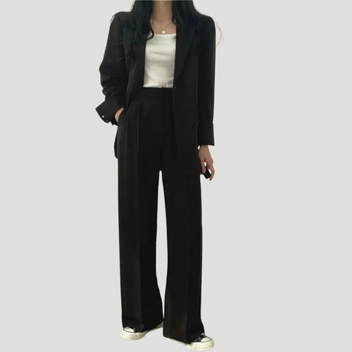 Dam elegant kostymset med kavaj och byxor