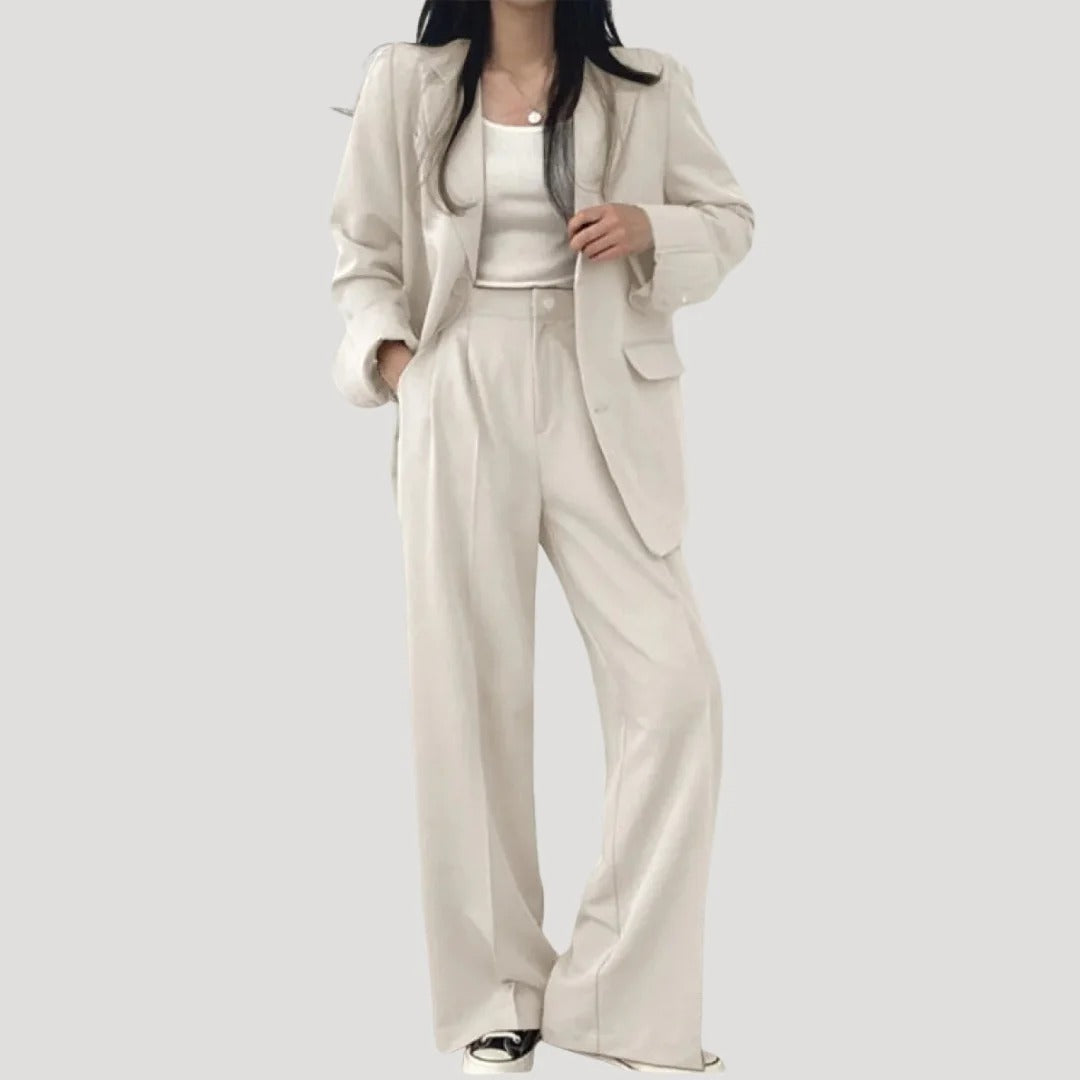 Dam elegant kostymset med kavaj och byxor